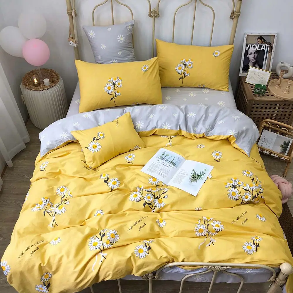 2019 INS белая Маргаритка желтое постельное белье двойной размер пододеяльник