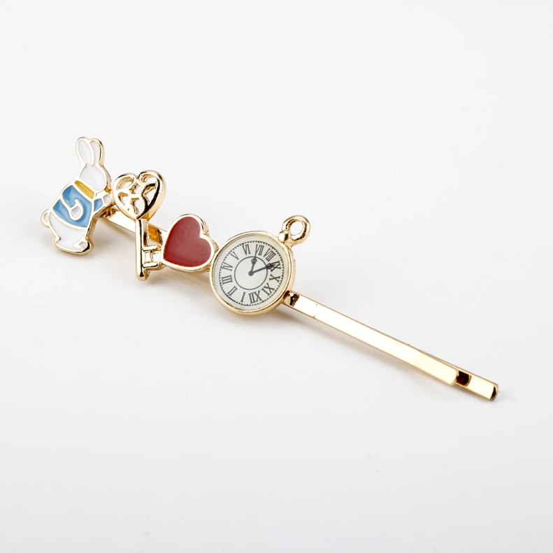 Заколки для волос эмалированные в виде милых животных из аниме Алиса и страны