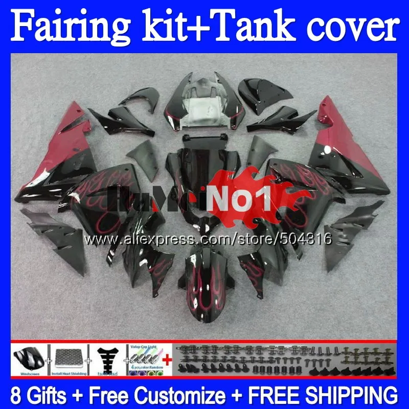 

Body For KAWASAKI ZX 1000 CC ZX 10 R ZX1000CC 2004 2005 100MC.41 ZX10R 04 05 ZX 10R 1000CC ZX-10R 04 05 OEM Fairing Red flames