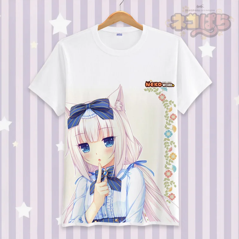 Японская аниме NEKOPARA косплей футболка мультфильм 3D печатных летняя для