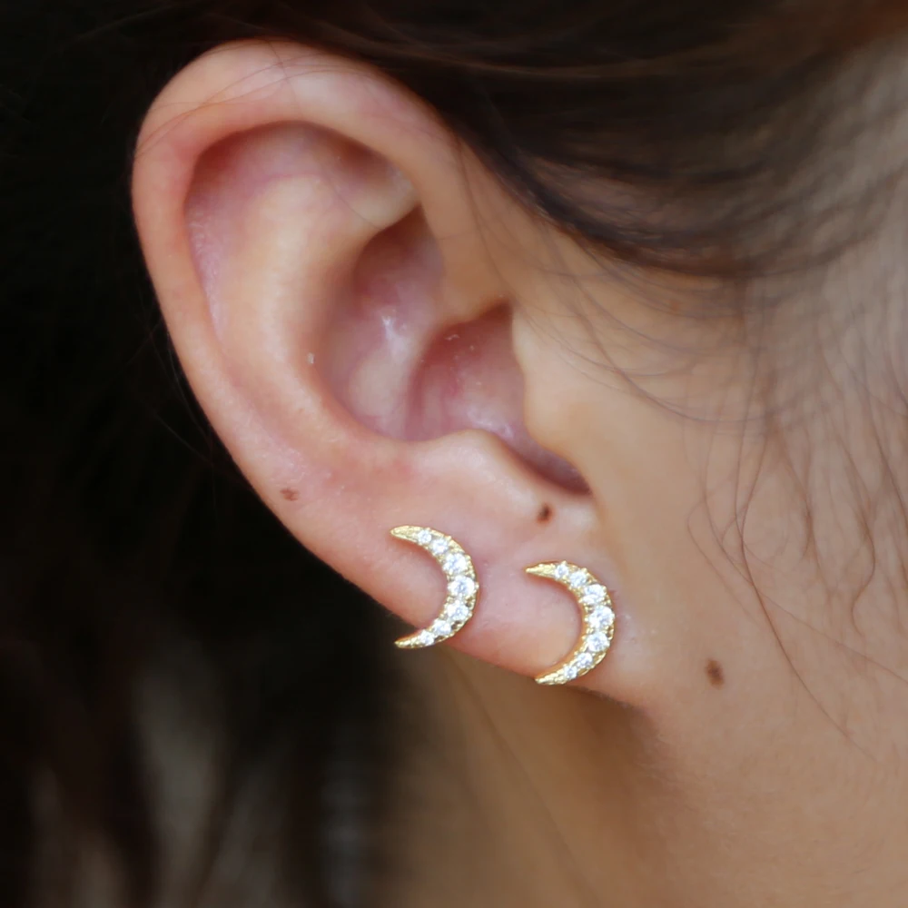 2018 крошечная серьга в форме Луны из кубического циркония Рождественская Луна для