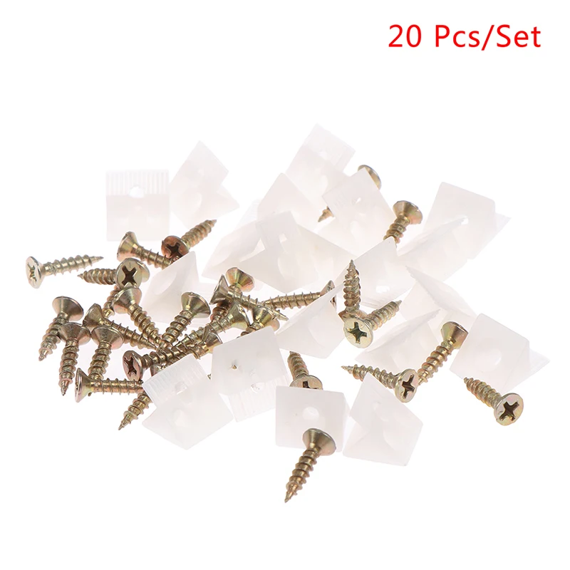 

2022 NEW 20Pcs/Lot 45 Degree Angle Plastic Corner Bracket Block For Furniture Closet Back Panel W/ Screws