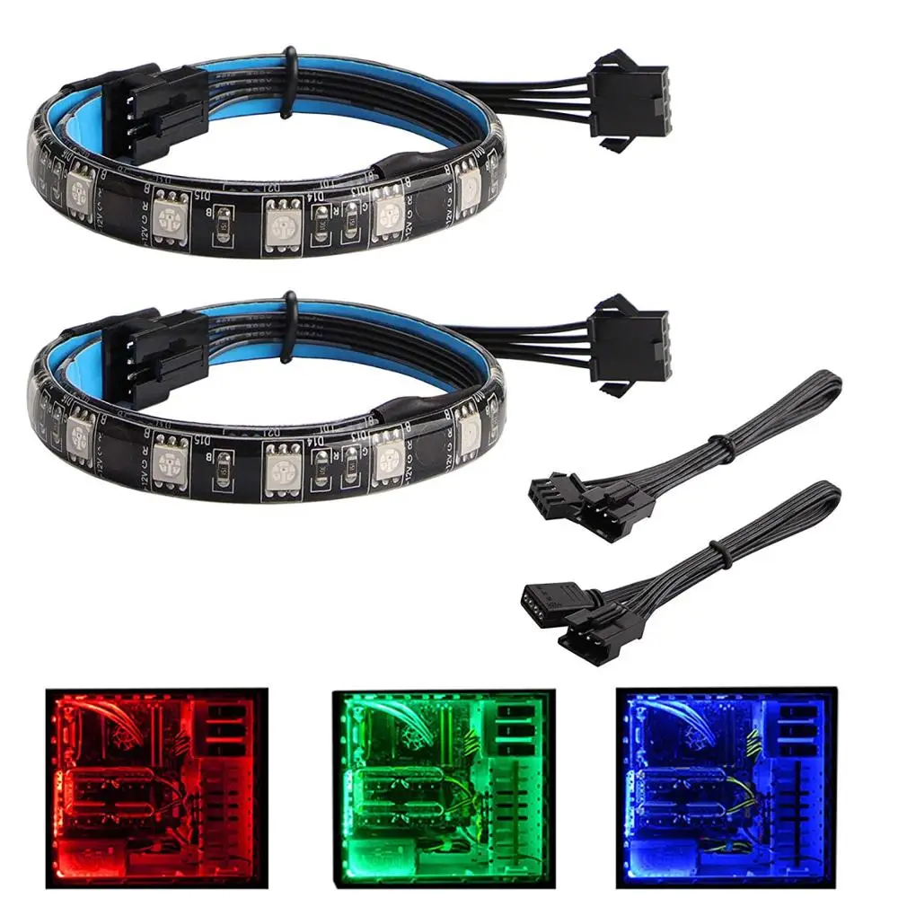 RGB светодиодные полосы магнитные изменения цвета полный комплект для моддинга ПК Чехлы совместимы с Asus Aura, Asrock, Gigabyte Fusion jk416