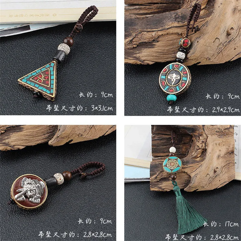 Антикварные Бронзовые брелки и винтажный слон Ом Аум подвеска Будда брелок