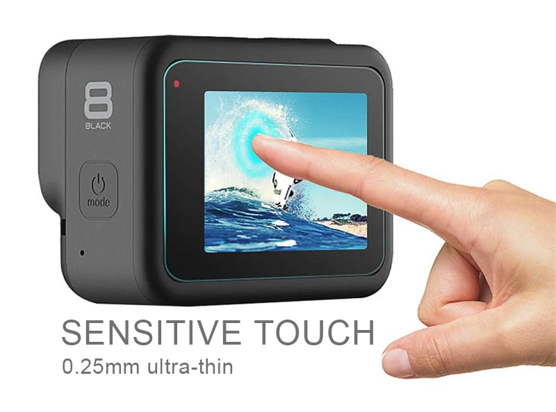 Силиконовый чехол для GoPro Hero 8, черное закаленное стекло, защита экрана, защитная пленка для объектива, чехол для Go Pro 8, аксессуары