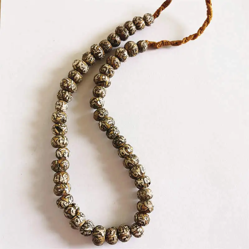 Настоящие старые бусины Naga ракушка Абакус нитка Тибетский шесть слов мантра Ом