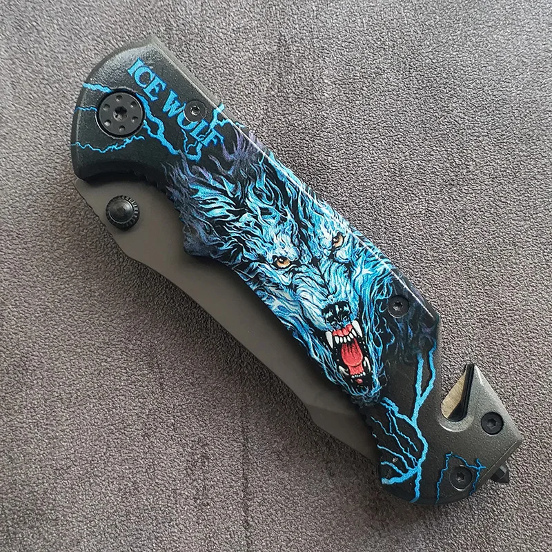 Бесплатная доставка 3D ледяной Волк тактический складной нож алюминиевая