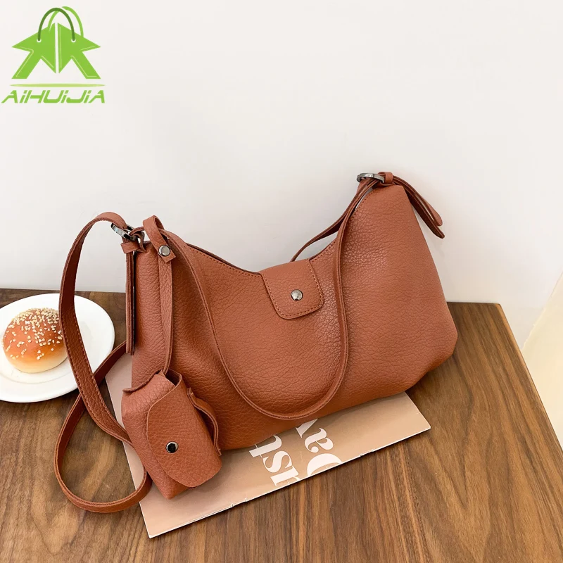 

Однотонные женские сумки через плечо из искусственной кожи из трех предметов, вместительные сумки на плечо, модная сумка-мессенджер, тоут, к...