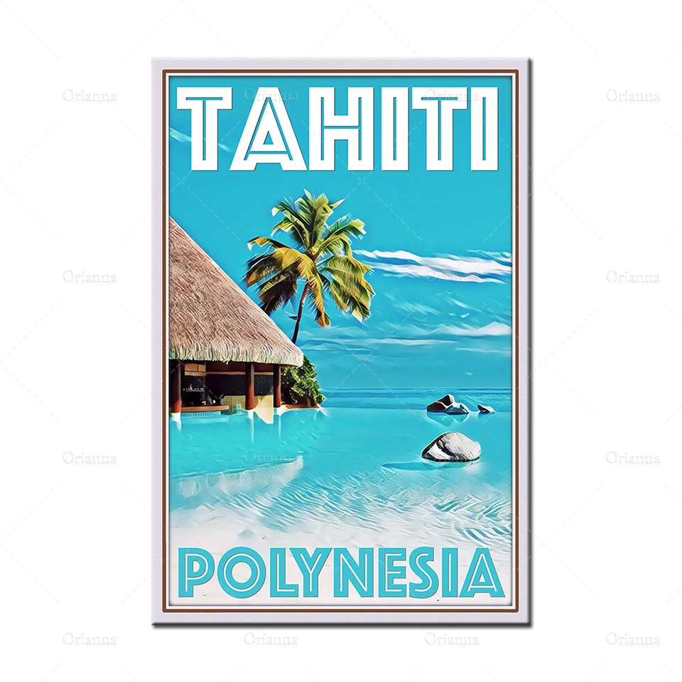 Ретро винтажный стильный постер для путешествий стиль Таити Полинезия искусство