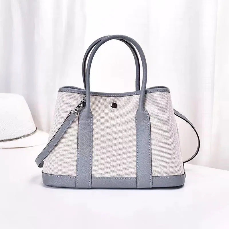 LightBlue CHSANATO известные бренды холст+ коровья кожа сумка Роскошные дизайнерские сумки высокого качества женские композитные сумки 25 см 30 см - Цвет: LightBlue