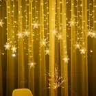 Рождественская светодиодная гирлянда с большими звездами, мигающие огни, занавески, водонепроницаемые Праздничные огни для вечерние ринки, можно подключить к волнистой гирлянде