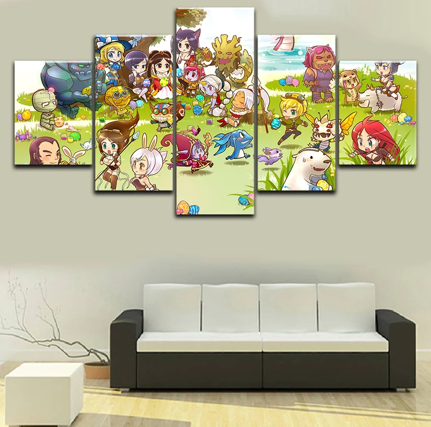 Настенная живопись на холсте 5 панелей игровой постер анимационные изображения