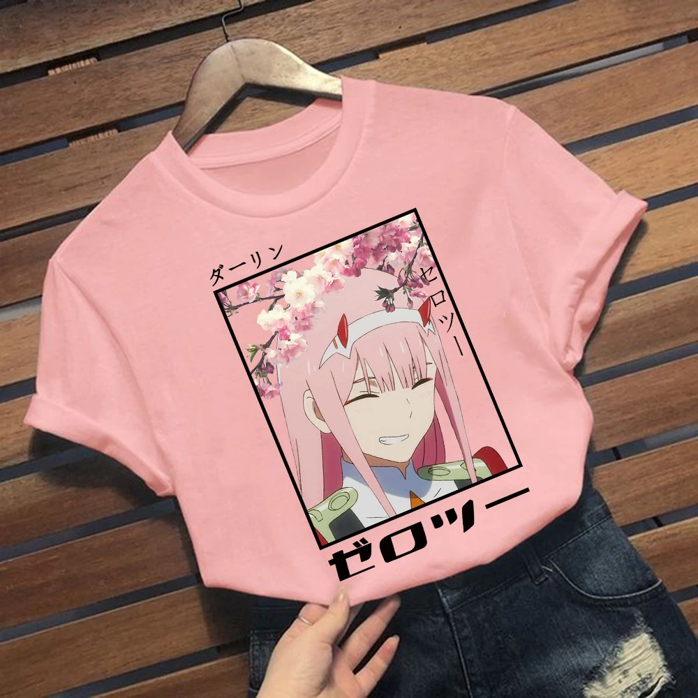 

Janpanese Anime Darling in the Franxx Anime Zero TWO Kawaii Cartoon Print Top Harajuku T Shirt