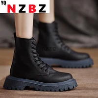 2021 autumn new fashion sexy platform womens ankle boots lace up running shoes pu leather casual non slip womens short boots
