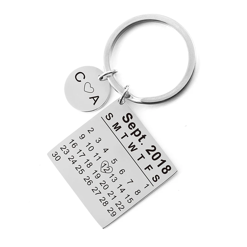 Персонализированный брелок для ключей с календарем и надписью на заказ любой