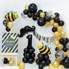 Желтый золотой черный воздушный шар в виде гирлянды с Пчелой, воздушный шар на 1-й день рождения, украшения для детского праздника