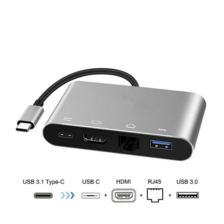 Тип C Thunderbolt 3 к HDMI-Совместимость Lan RJ45 Ethernet адаптер USB-C PD USB 0 концентратор для MacBook