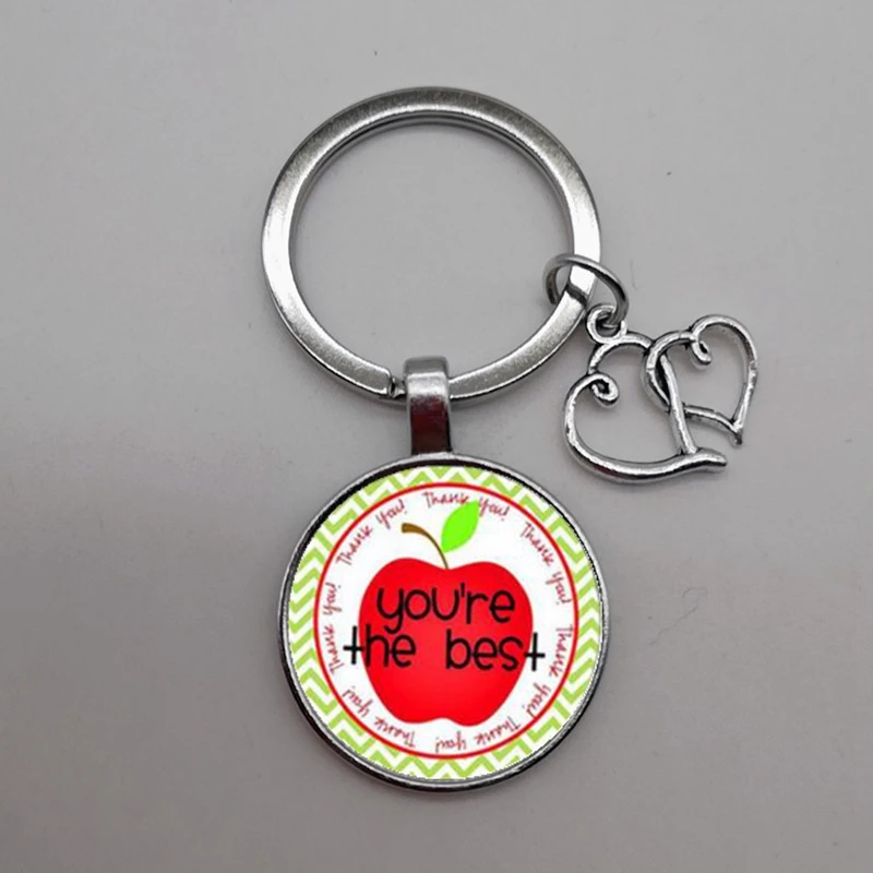 Thank You Teacher Text Love Keychain Charm Glass Crystal Pendant Keyring Quality Bag Car Key Chain Women Teacher's Day Gift | Украшения
