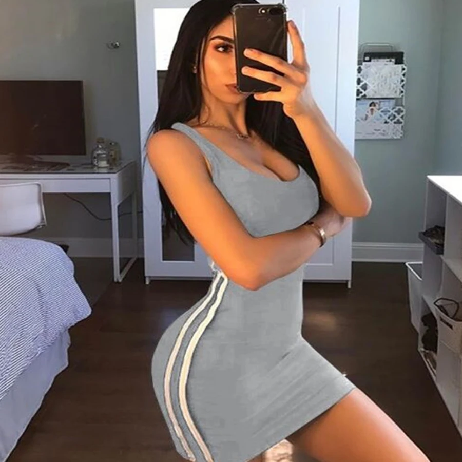 Повседневное облегающее короткое платье женские модные сексуальные