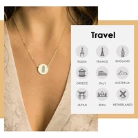 jujie 15mm travel memorial necklace stainless steel necklace for women custom made necklace jewelry friend gifts