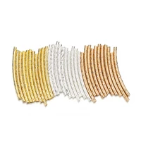 100pcslot 25 30 mm stripe copper curve tube spacer beads connectors for diy jewelry making bracelet necklace accessories