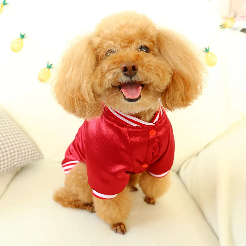 Новая модная красная одежда для собак зимнее теплое пальто маленьких Утепленная