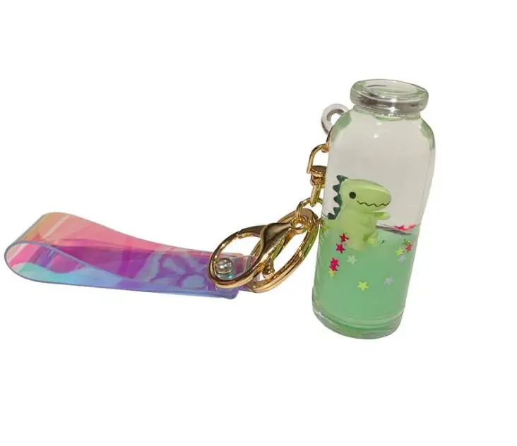 Творческий плавающей брелок для ключей динозавры молочная бутылка жидкости