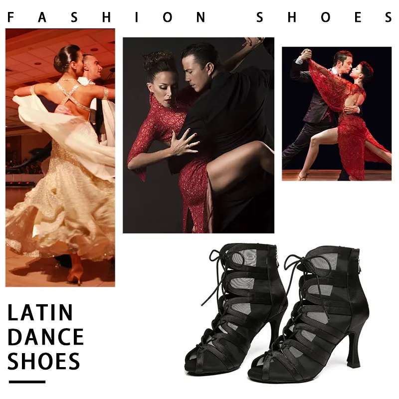 SWDZM Women Dance High Heels Boots Ballroom Sexy stilettos Tango Boots Fish Mouth Thin Mesh Shoes For Women's Dancing shoes