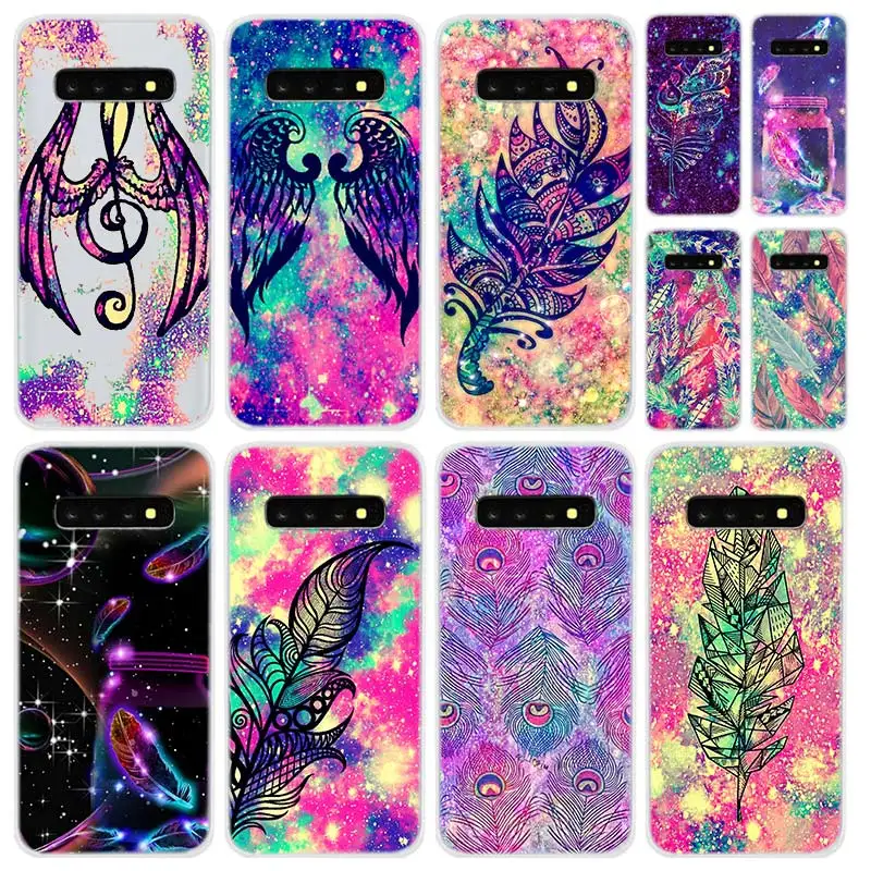 

Soft Silicone Case For Samsung Galaxy S21 S20 Uitra S10 S9 S8 Plus Lite Ultra S20fe S10e S7Edge feathers galaxy