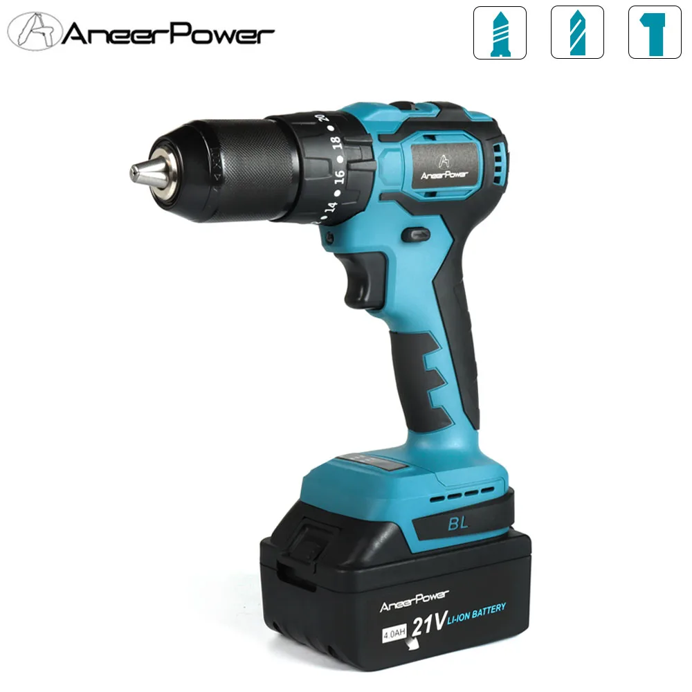 2 Speed Wireless 21V Brushless Motor Impact Charging Drill Hand Mini Electric Cordless Screwdriver For Makita Lithium Battery