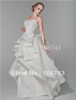 free shipping 2016 new style best seller sexy bride gown custom size bow tiered princess ivory white sweetheart wedding dress