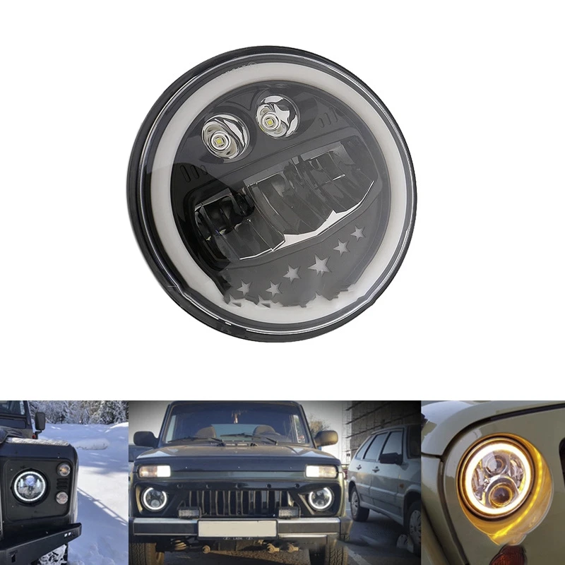 

7 Inch Round LED Headlights Halo Angle Eye Turn Signal Light for Jeep Wrangler JK LJ TJ CJ-7 CJ-8