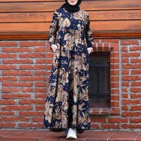 zanzea retro dubai abaya turkey hijab dress women vintage floral printed maxi sundress summer long sleeve kaftan muslim vestido