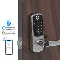 new electronic security smart bluetooth app wifi digital code ic card biometric fingerprint door lock on wooden door for home