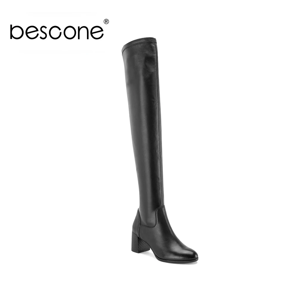 BESCONE/женские ботфорты выше колена Новая модная пикантная обувь из натуральной