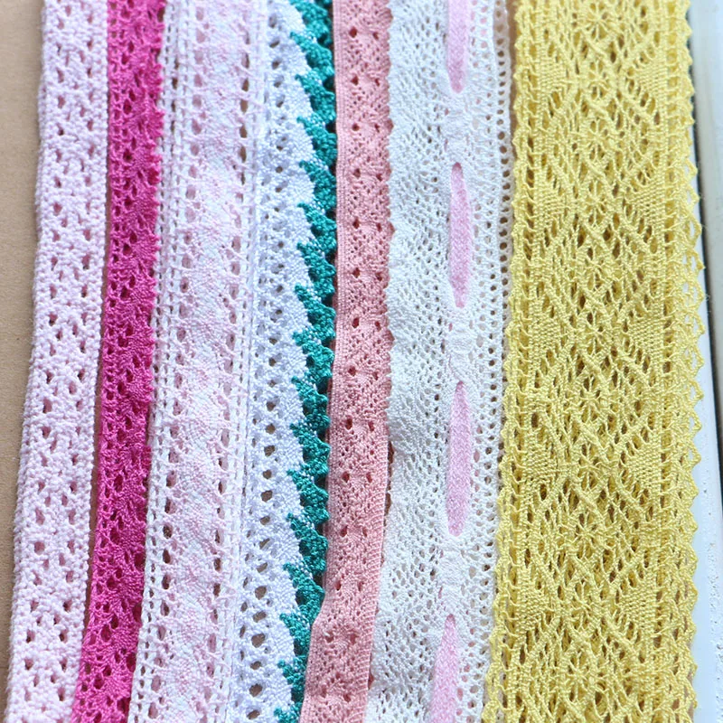 (5 ярдов/рулон) Белый Бежевый хлопок вышитый кружевной ленты сетки ткань отделка