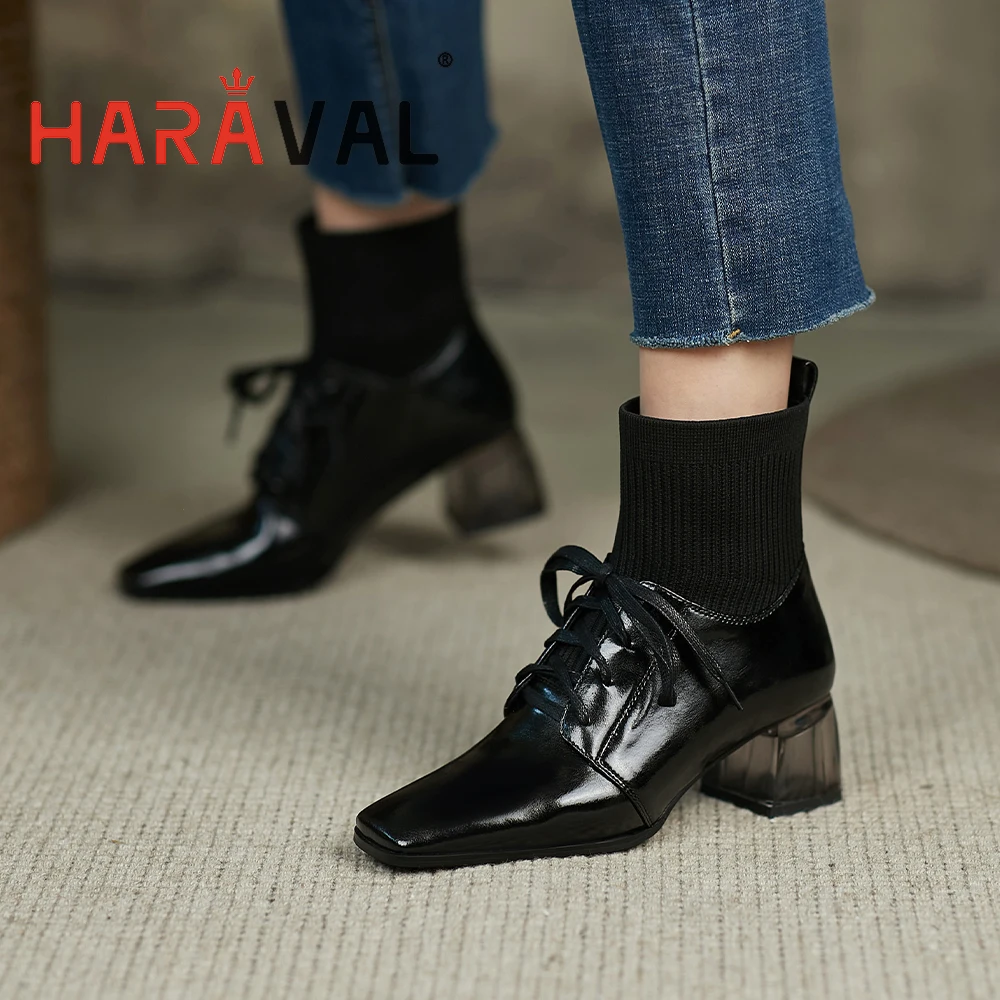 

Ботинки-челси женские из натуральной кожи, на высоком каблуке, на шнуровке