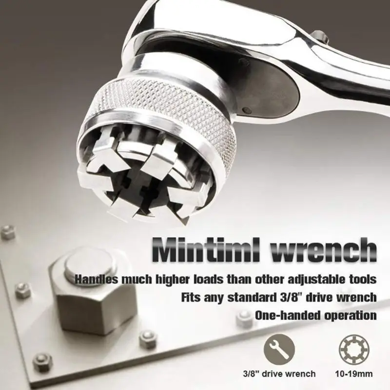 

3/8" Magic Universal Screw Wrench Socket Adjustable 10-19mm Multifunction Alloy Sleeve High Quality and Brand New
