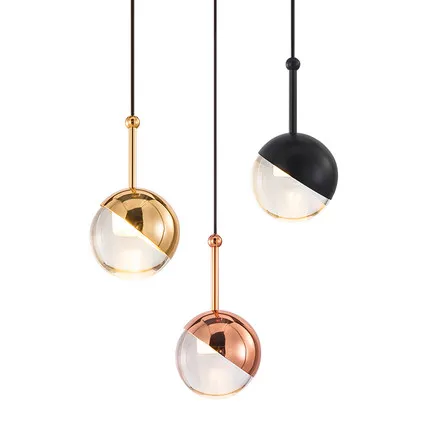 Nordic Loft Rose Gold crystal Ball Pendant Light Personality Designer Aisle Bar Living Room Bedside Suspension Fixtures | Освещение
