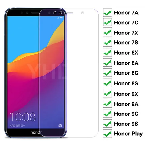 Защитное стекло для Huawei Honor 8X, 8A, 8C, 8S, Honor 7A, 7C, 7X, 7S, 9X, 9A, 9C, 9S, Play, полное покрытие, 9H