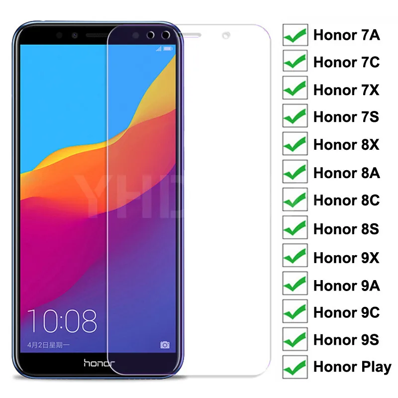 Защитное стекло для Huawei Honor 8X 8A 8C 8S 7A 7C 7X 7S 9X 9A 9C 9S Play полное покрытие 9H | Мобильные