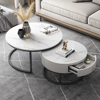 coffee table light luxury simple modern living room home nordic round marble side rock slab escritorios multifunctional table