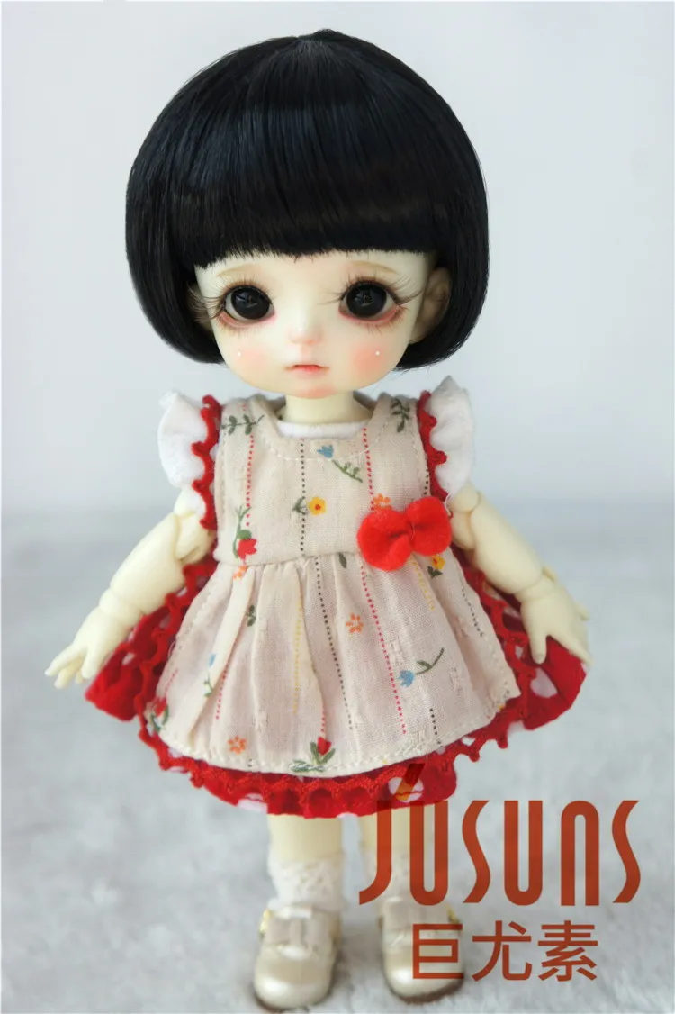 JD256 1/8 прекрасные куклы bjd парики Размер 5-6 дюймов короткие кукольные Парики Модные кукольные аксессуары - Цвет: Black SM1
