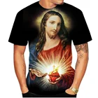 Новинка 2020, Классическая удобная спортивная футболка с 3D рисунком Иисуса и короткими рукавами для отдыха, Мужская футболка в стиле хип-хоп размера