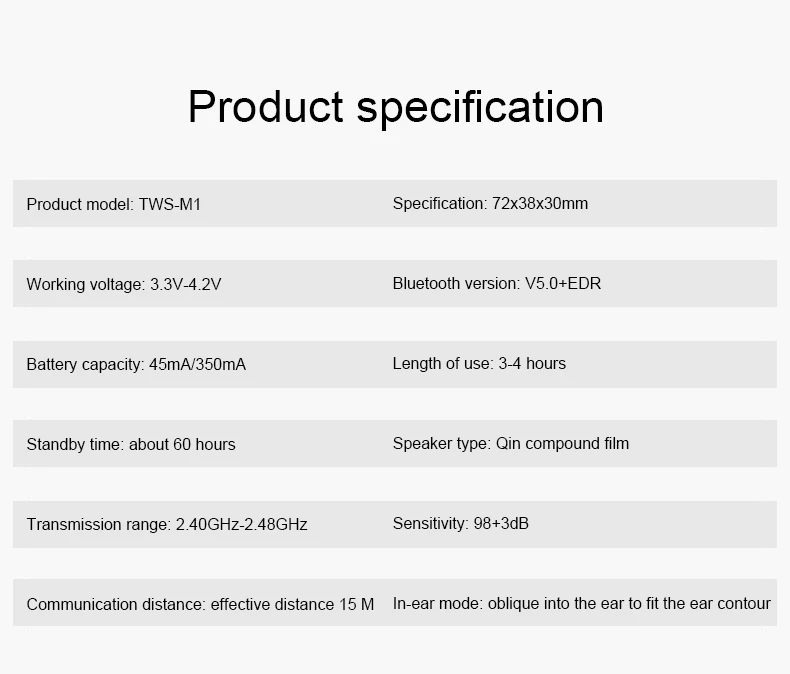 TWS-M1 беспроводные наушники Bluetooth V5.0, стерео наушники, гарнитура с микрофоном, наушники с басами, спортивные наушники