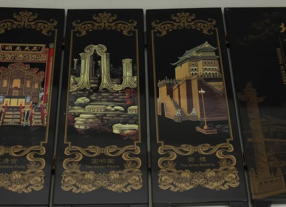 CHINESE OLD LACQUER HANDWORK PAINTING BEIJING SCENERY SCREEN DECORATION | Дом и сад