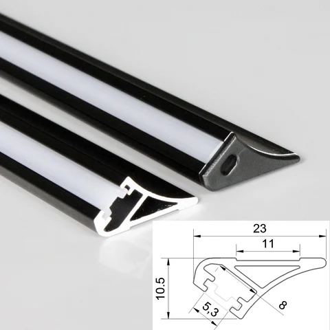 Алюминиевый профиль для светодиодных лент, 30 м (30 шт.), 1 м на штуку, черный светодиодный, с диффузным покрытием молочного цвета