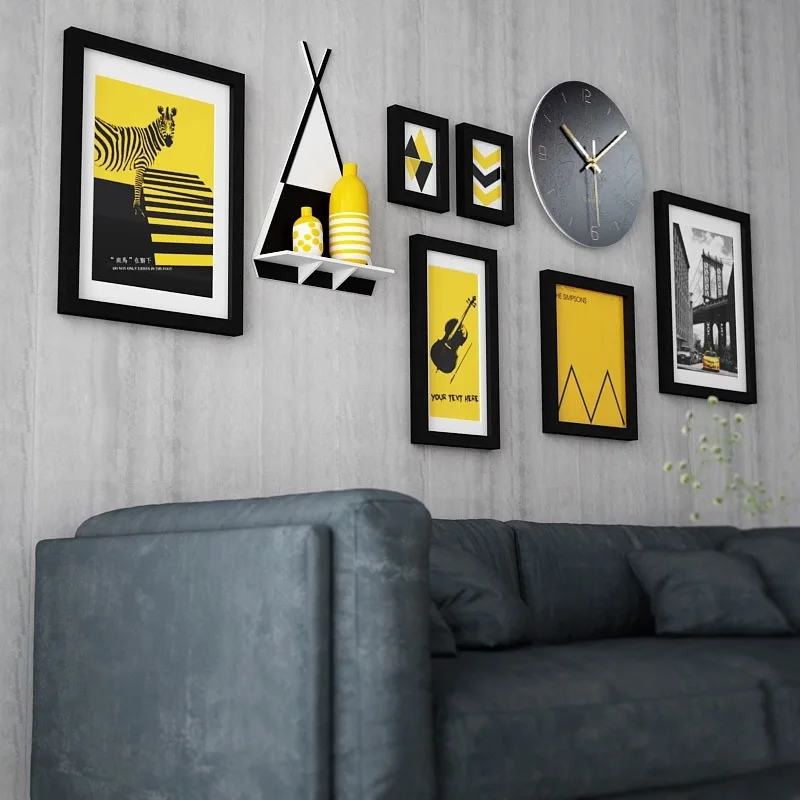 

Nordic Style Home Decor Bedroom Living Room Family Wall Decoration Wooden Wall Photo Frame Set With HD PictureS Free Shipping