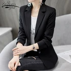 Женская Повседневная куртка, черно-белая офисная одежда с длинным рукавом, Осеннее приталенное пальто, корейская мода, 5029