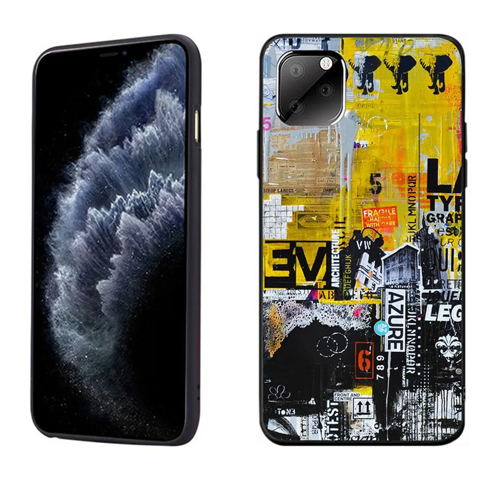 

Case for Iphone 11 11Pro Max 7 8Plus XR XS Max Fashion Graffiti TPU Silicone Cover Flexible Full Protective Non Slip Fitted Case